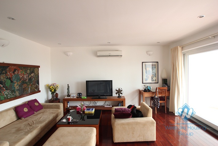 Spacious apartment with large balcony for rent in Truc Bach area, Ba Dinh ,Hanoi