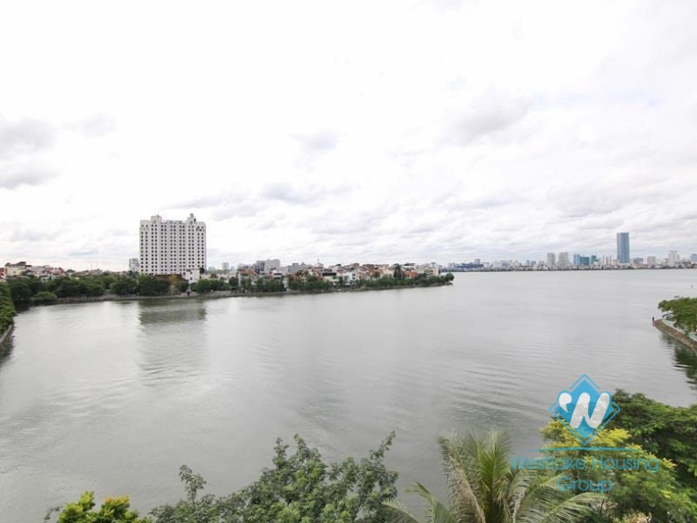 Lakeside apartment for rent in Tay Ho with stunning Westlake view balcony