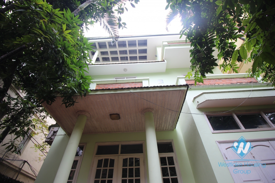 House for rent with car garage, large yard and terrace in Tay Ho, Hanoi