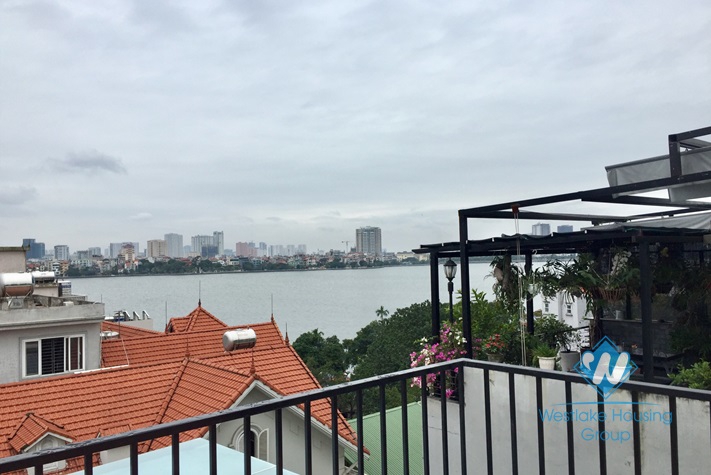Balcony with lakeview 02 bedrooms apartment for rent in Dang Thai Mai street, Tay Ho area.