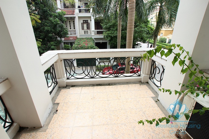 Spacious house with large courtyard for rent in Ciputra Compound, Tay Ho District, Ha Noi.