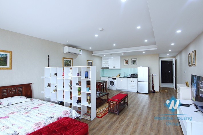 Bright studio with balcony for rent in D' Le Roi Soleil building, Xuan Dieu, Tay Ho