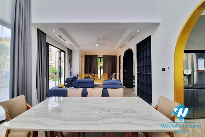 Brand new four-bedroom villa with luxurious furniture for rent at Vinhome Riverside Long Bien