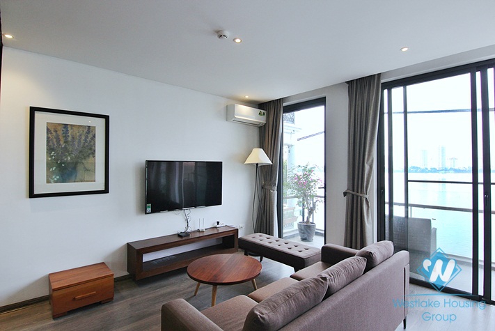 Living room  look straight to Westlake view apartmeent for rent in Tay Ho.