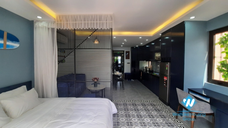 Nice furnished apartment with big balcony for rent in Hoan Kiem.