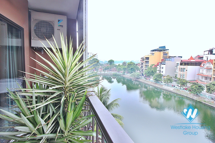 Lake view and brand new 1 bedroom and 1 working room for rent in Tay Ho, Ha Noi