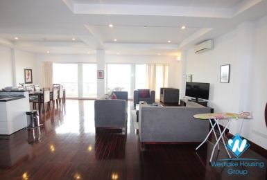  Lake view with big balcony 3 bedroom apartment  on the top floor for rent in Xuan Dieu st, tay Ho district