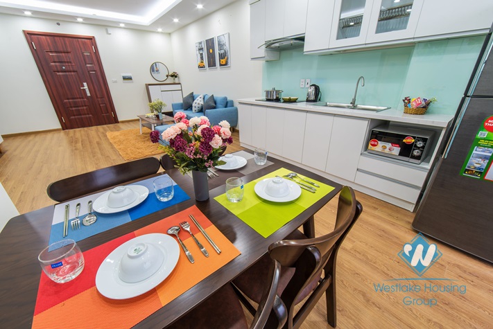 Bright and Fully Furnished Two Bedrooms Apartment for Rent in Trung Kinh st, Cau Giay district, Hanoi