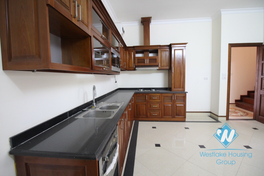 Unfurnished house with wooden floor for rent in Ciputra, Tay Ho, Hanoi.