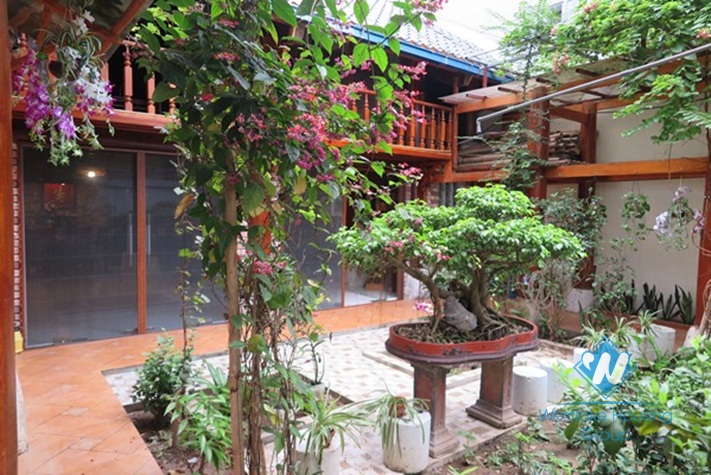 A unique- style house beautiful large garden for rent in Ba Dinh district