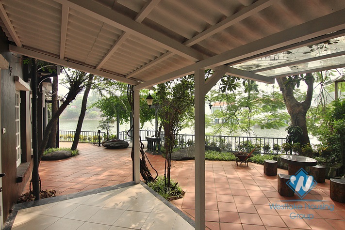House with large yard and lake view available for rent in Westlake area, Tay Ho, Hanoi