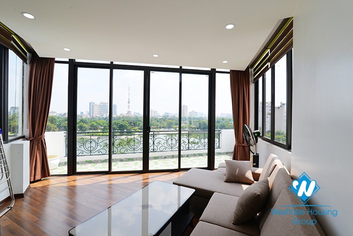 Lake view two bedroom apartment for rent in Hai Ba Trung district, Hanoi