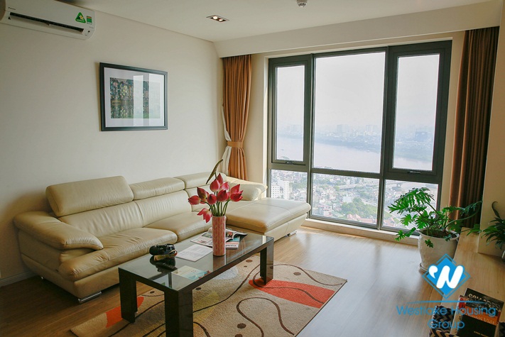 River view three-bedroom apartment for rent at Mipec Riverside Long Bien, Hanoi.