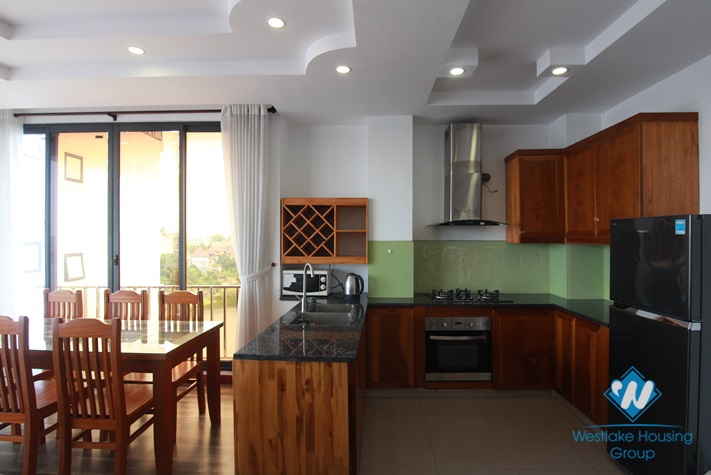 Lake view apartment with 3 bedrooms for rent in quiet alley Au Co st, Tay Ho District 