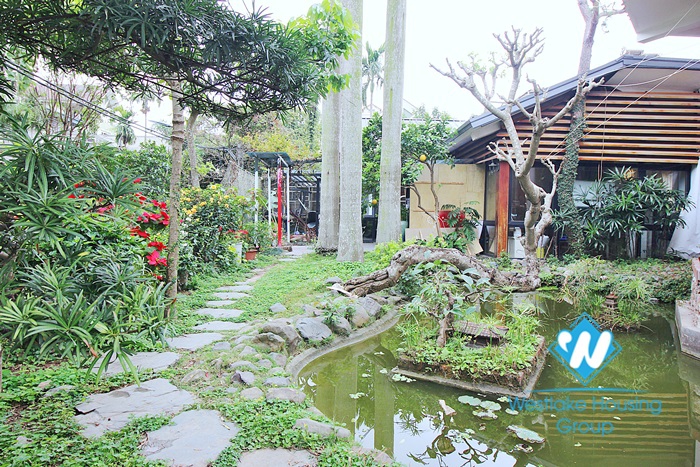 Ancient architecture villa with huge garden for rent in Tay Ho District