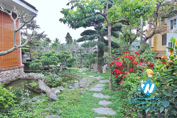 Ancient architecture villa with huge garden for rent in Tay Ho District