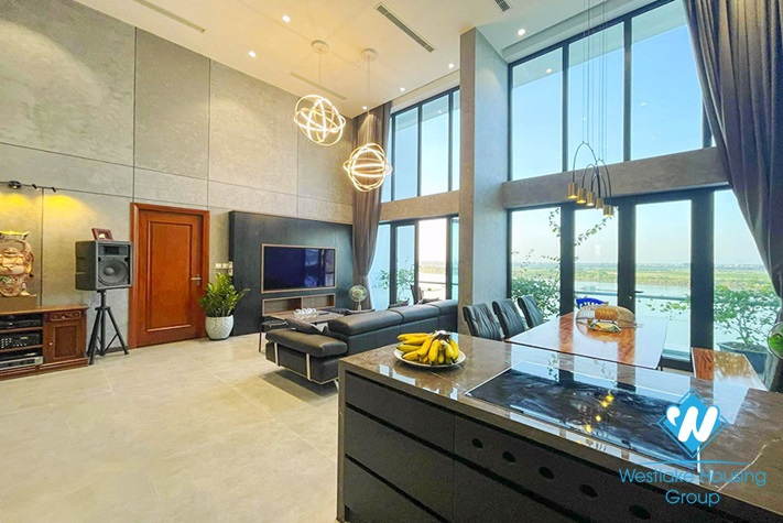 A brand new duplex in An Duong Vuong with river view for rent 