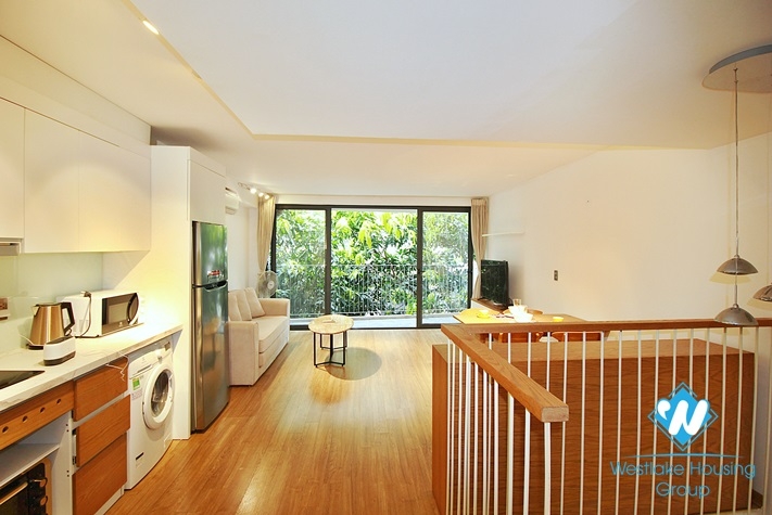 An elegant duplex 1 bedroom apartment  for rent on Xuan Dieu street