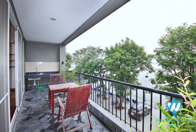 Lake view three bedrooms apartment for rent in Quang Khanh st, Tay Ho