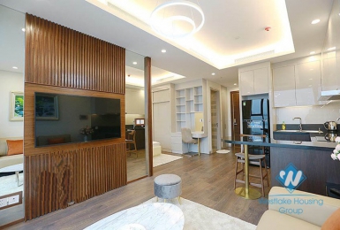 Bright one bedroom apartment with lakeview for rent in Sun Grand building, Thuy Khue, Ba Dinh.