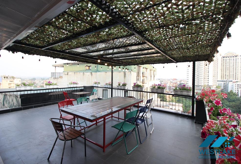 Big terrace one bedroom apartment for rent in Tay ho, Hanoi