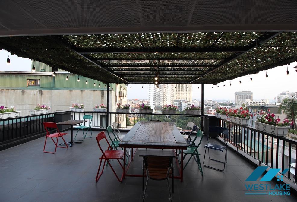 Big terrace one bedroom apartment for rent in Tay ho, Hanoi