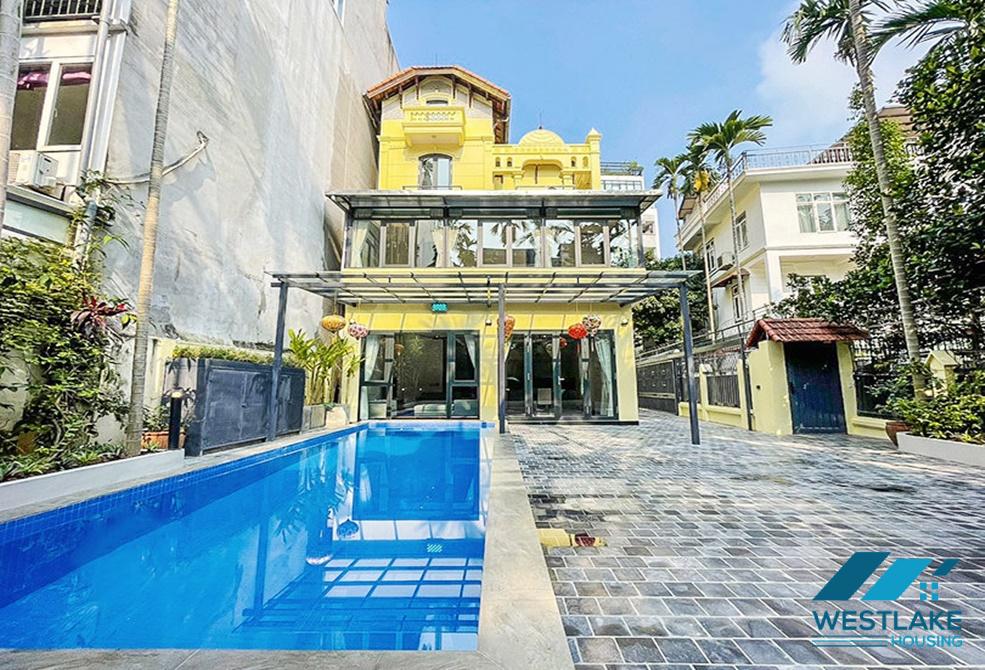 Beautiful house with swiming pool for rent in alley 12 Dang Thai Mai st, Tay Ho