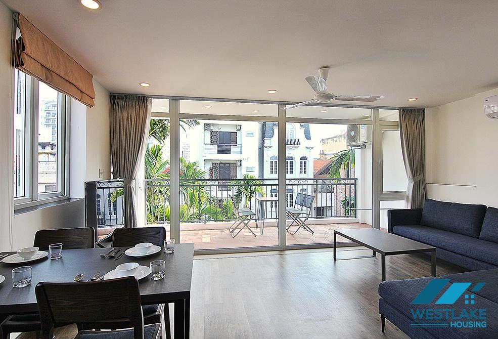 High floor (5th floor) apartment with big balcony for rent in alley 12/2/5 Dang Thai Mai st, Tay Ho