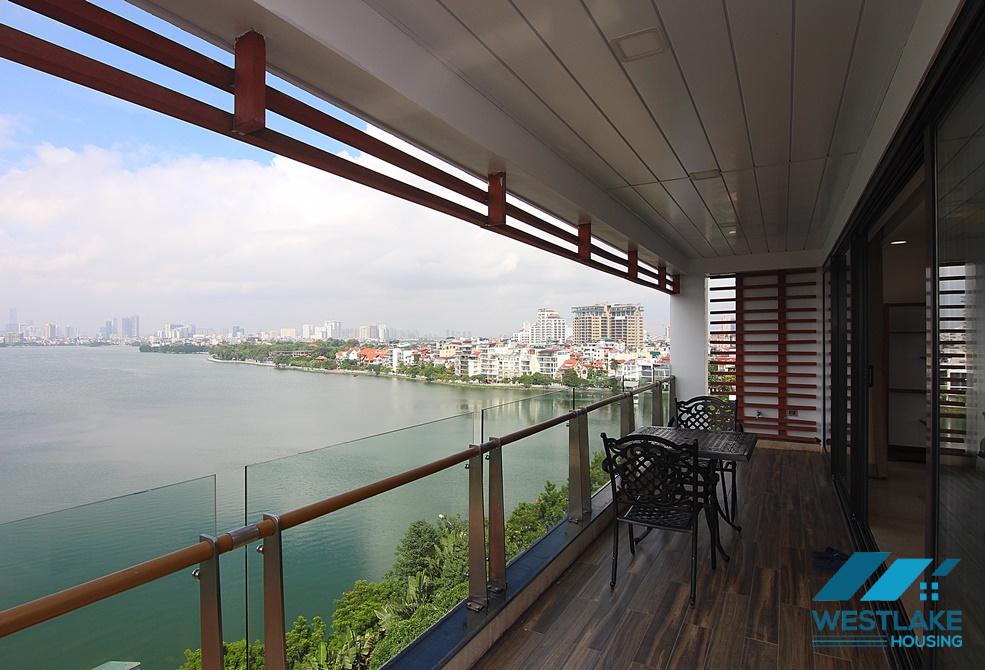 Lake view apartment on the 9th floor for rent in Xuan Dieu st, Tay Ho