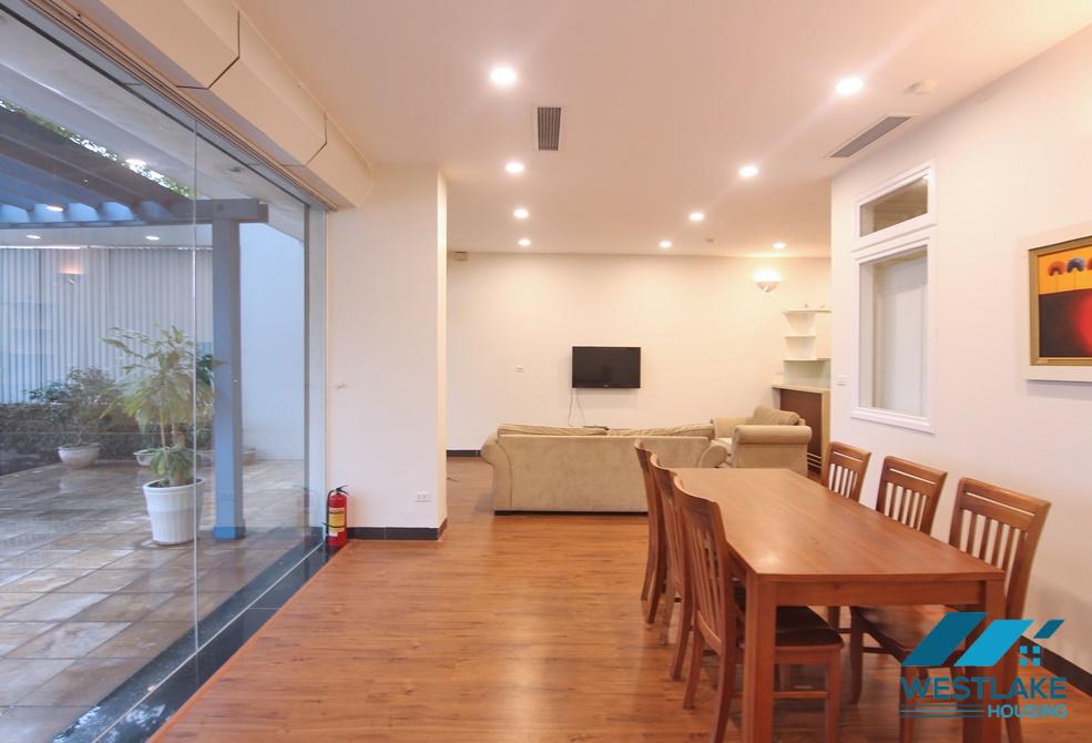 Lakeside serviced apartment with large yard for rent in Tay Ho, Ha Noi