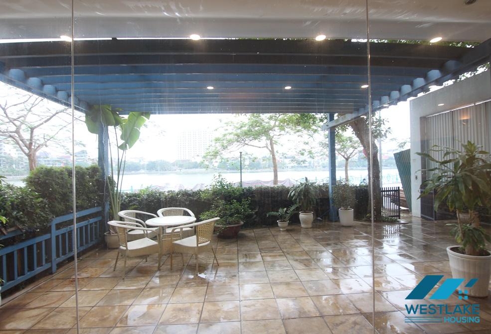 Lakeside serviced apartment with large yard for rent in Tay Ho, Ha Noi