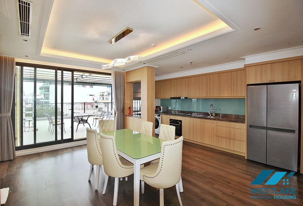 Lake view 3 bedrooms apartment with huge balcony for rent in To Ngoc Van st, Tay Ho