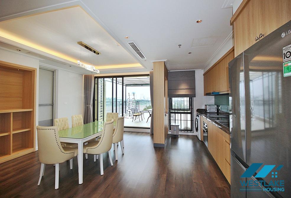 Lake view 3 bedrooms apartment with huge balcony for rent in To Ngoc Van st, Tay Ho