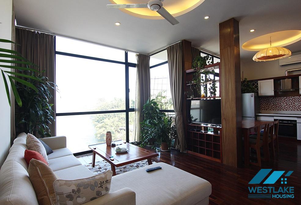 Lake view 02 bedrooms and 01 working room for rent in Quang Khanh st, Tay Ho District