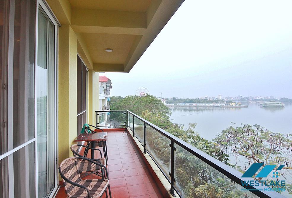 Lake view 03 bedrooms apartment with big balcony for leasing in Tay Ho area