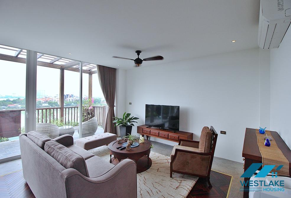 High-end 3 bedrooms apartment with lake view for rent in Dang Thai Mai st, Tay Ho