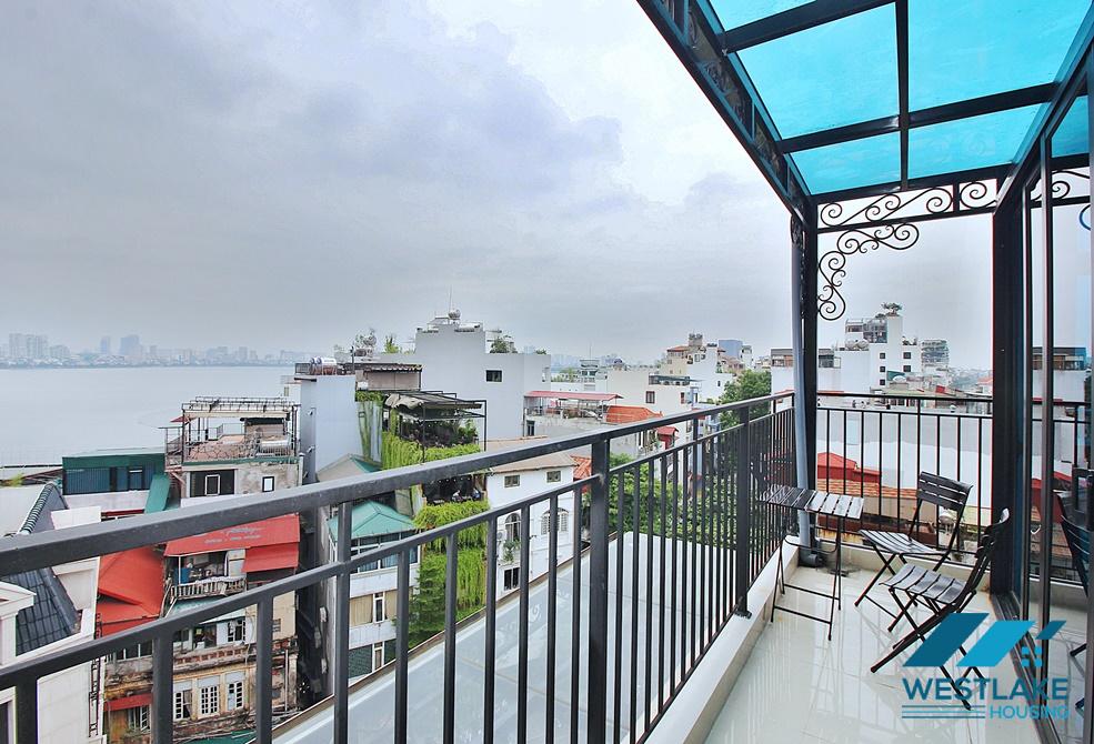 Top floor and lake view one bedroom apartment for rent in Yen Phu st, Tay Ho