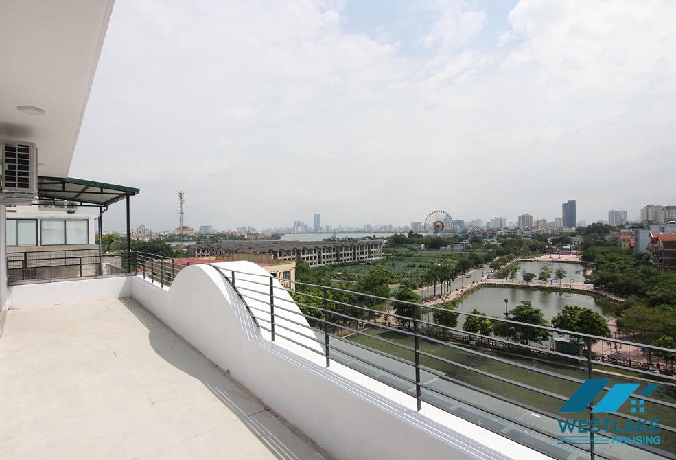 Big terace with Water Park view apartment for rent in Tay Ho, HaNoi.