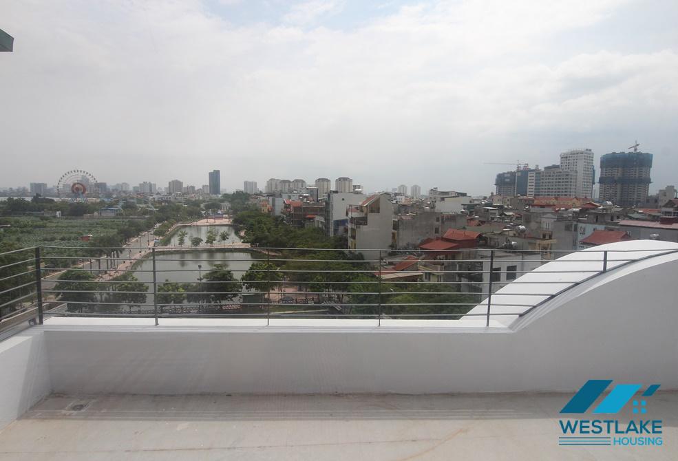 Big terace with Water Park view apartment for rent in Tay Ho, HaNoi.