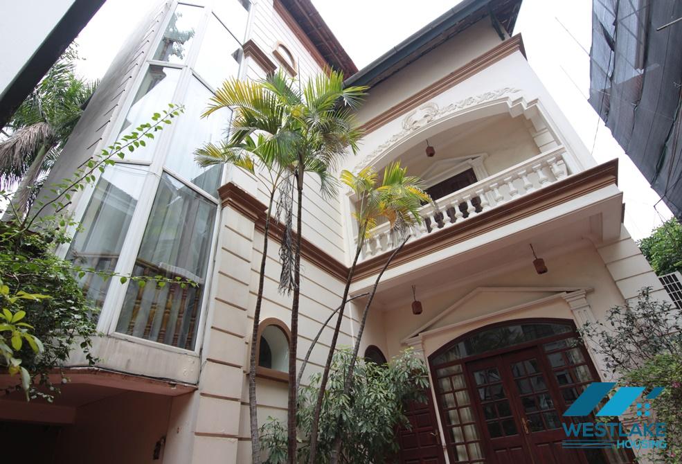 French villa with large yard and garden for rent in Tay Ho, HaNoi