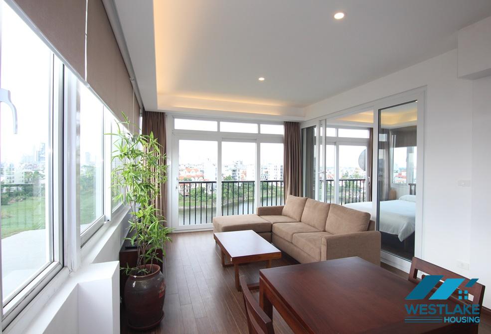 Bright 01 bedroom apartment with lake view for rent in Tay Ho, Hanoi