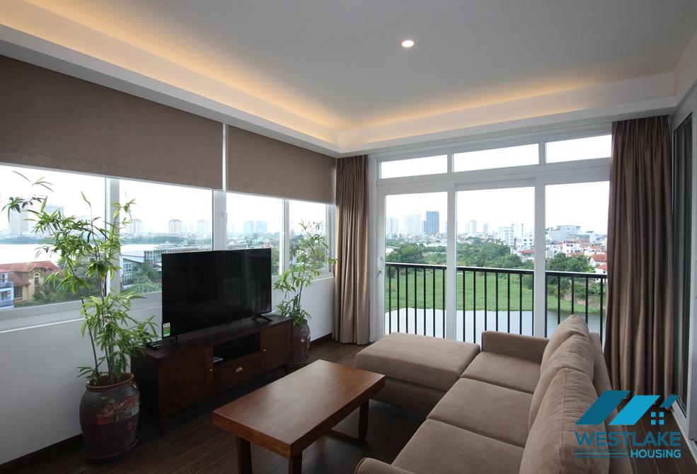 Bright 01 bedroom apartment with lake view for rent in Tay Ho, Hanoi