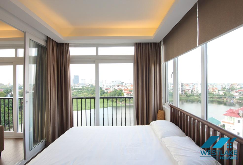 Bright 01 bedroom apartment with lake view for rent in Tay Ho, Hanoi