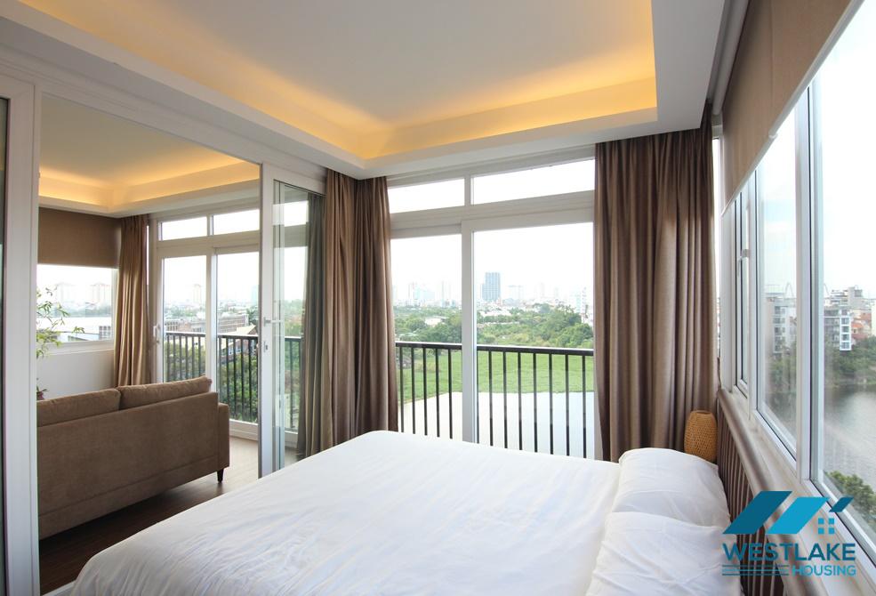 Bright 01 bedroom apartment with lake view for rent in Tay Ho, Hanoi