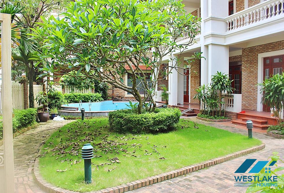 Outdoor-pool and large garden house for rent in To Ngoc Van st, Tay Ho