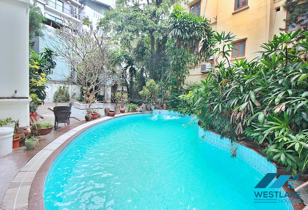 Outdoor-pool and large garden house for rent in To Ngoc Van st, Tay Ho