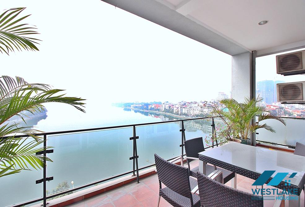 Beautiful lake view 02-bedroom apartment for rent on Xuan Dieu Street, Tay Ho, Hanoi