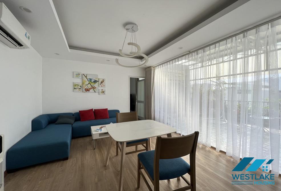 One bedroom apartment with large balcony for rent on Xuan Dieu Street, Tay Ho, Hanoi