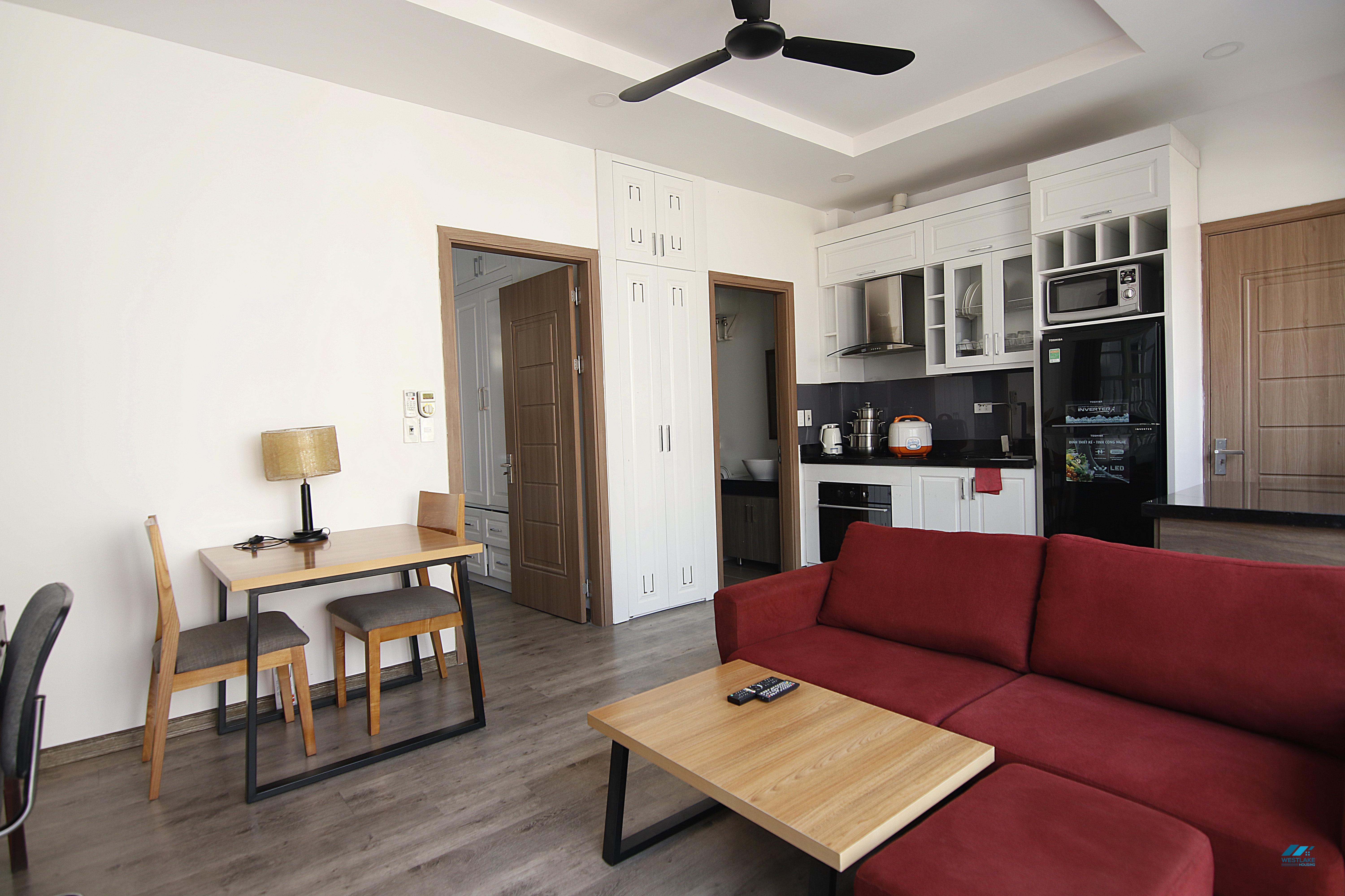 Bright one bedroom apartment for rent on To Ngoc Van street, Tay Ho district, Hanoi