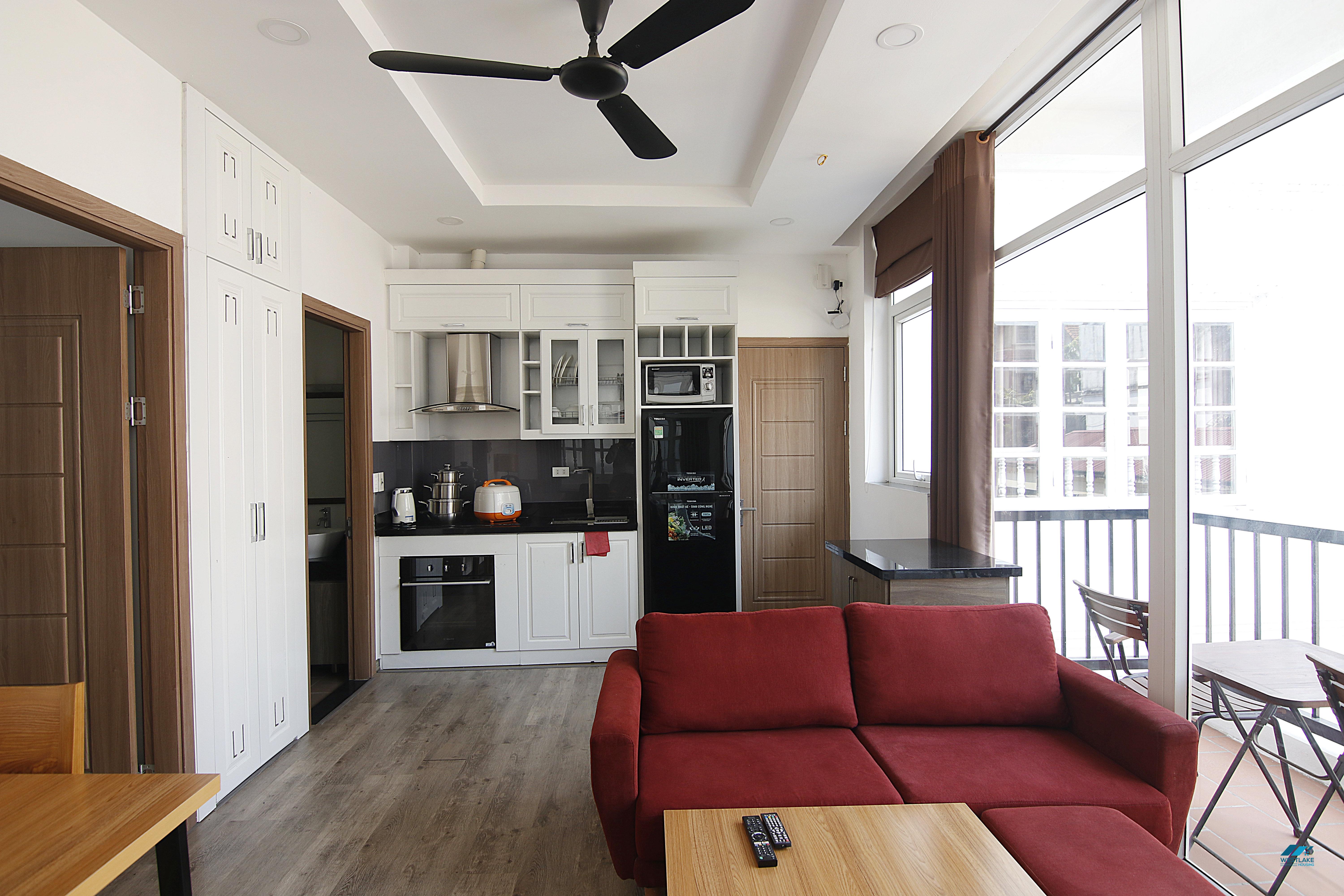 Bright one bedroom apartment for rent on To Ngoc Van street, Tay Ho district, Hanoi